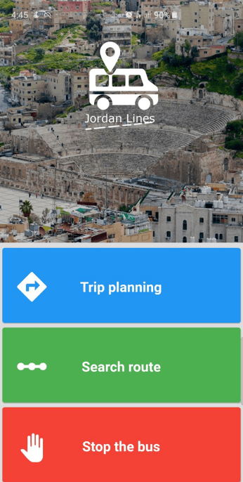 Jordan Lines mobile app map and route-planning screen